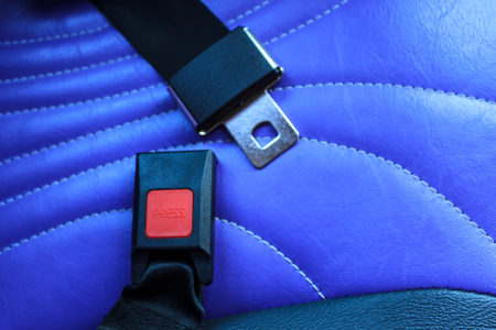close up of a bus seat belt